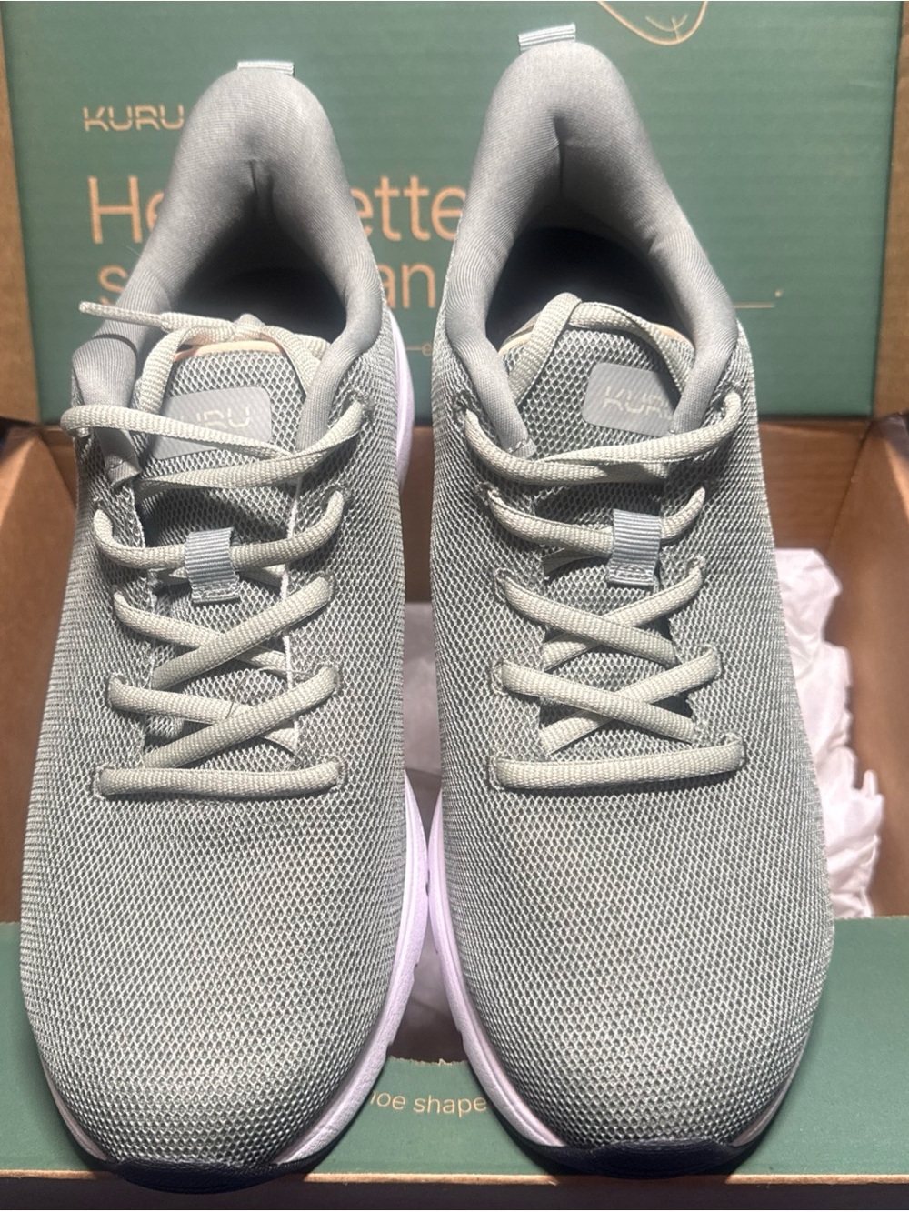 KURU Flex Via Women's Light Green haze Mesh Lace-Up Athletic Sneakers